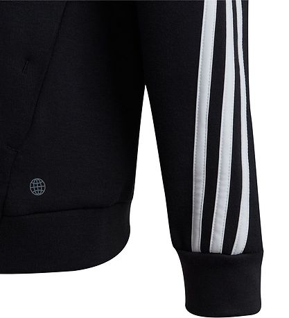 AA-E23 (Adidas icons 3-stripes full-zip hooded track top black/white) 32494808