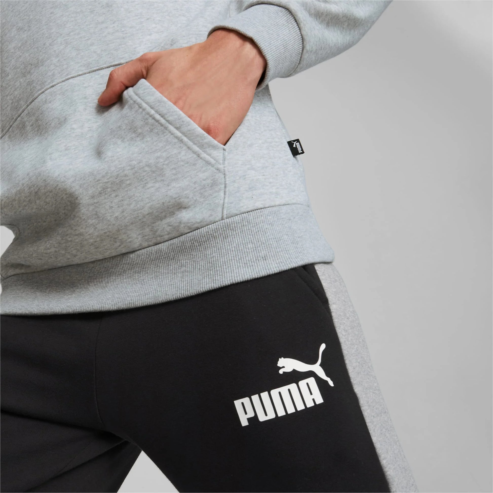 PA-P8 (Puma essentials + 2 colour big logo fleece hoodie light grey) 82394500 PUMA