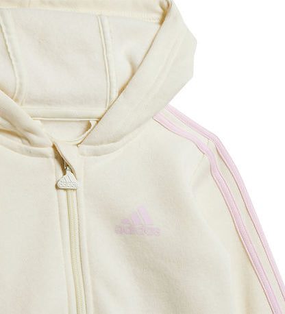 AA-L23 (Adidas essentials full-zip hooded jogger track set ivory/clear pink) 42493370