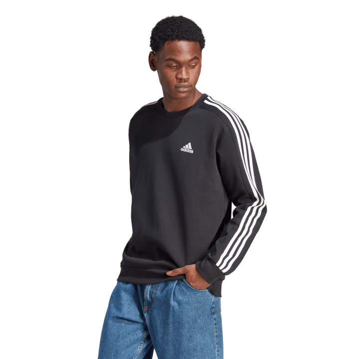 AA-P21 (Adidas essentials fleece 3-stripes sweatshirt black/white) 82393454 ADIDAS