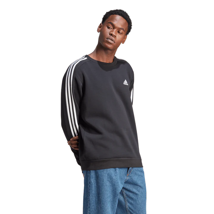 AA-P21 (Adidas essentials fleece 3-stripes sweatshirt black/white) 82393454 ADIDAS
