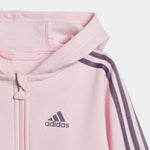 AA-G21 (Adidas infants 3-stripes full zip fleece jogger set classic pink/shadow violet) 72393370 ADIDAS