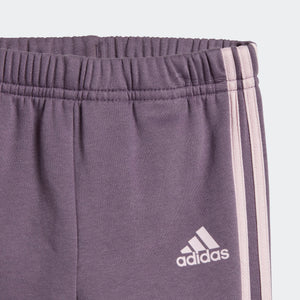 AA-G21 (Adidas infants 3-stripes full zip fleece jogger set classic pink/shadow violet) 72393370 ADIDAS