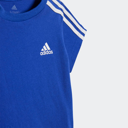 AA-O22 (Adidas essentials sport 3 stripes shorts and tee set semi lucid blue/white) 112392460