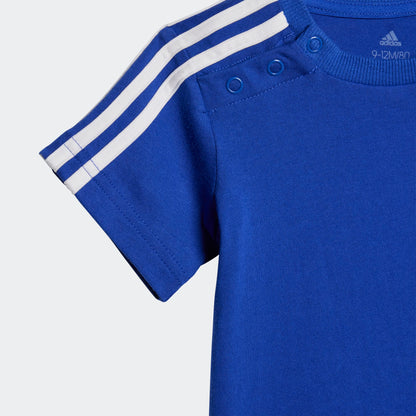 AA-O22 (Adidas essentials sport 3 stripes shorts and tee set semi lucid blue/white) 112392460