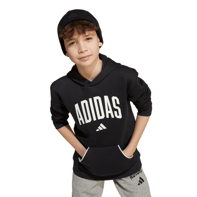 AA-B29 (Adidas kids collegiate typography hoodie black/white) 72594095