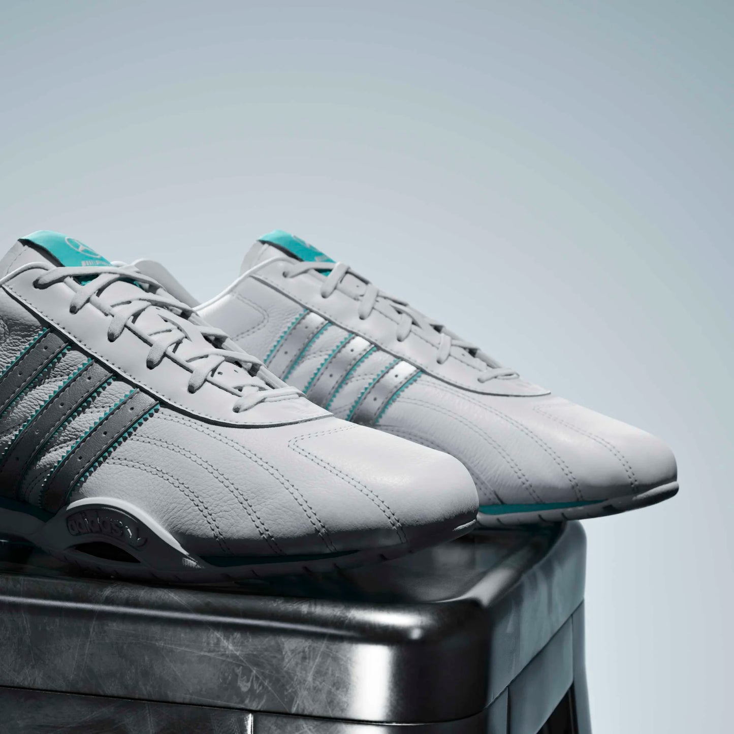 A-R72 (Adidas adiracer low mercedes amg petronas F1 team shoeswhite/matte silver/semi mint rush) 226910580