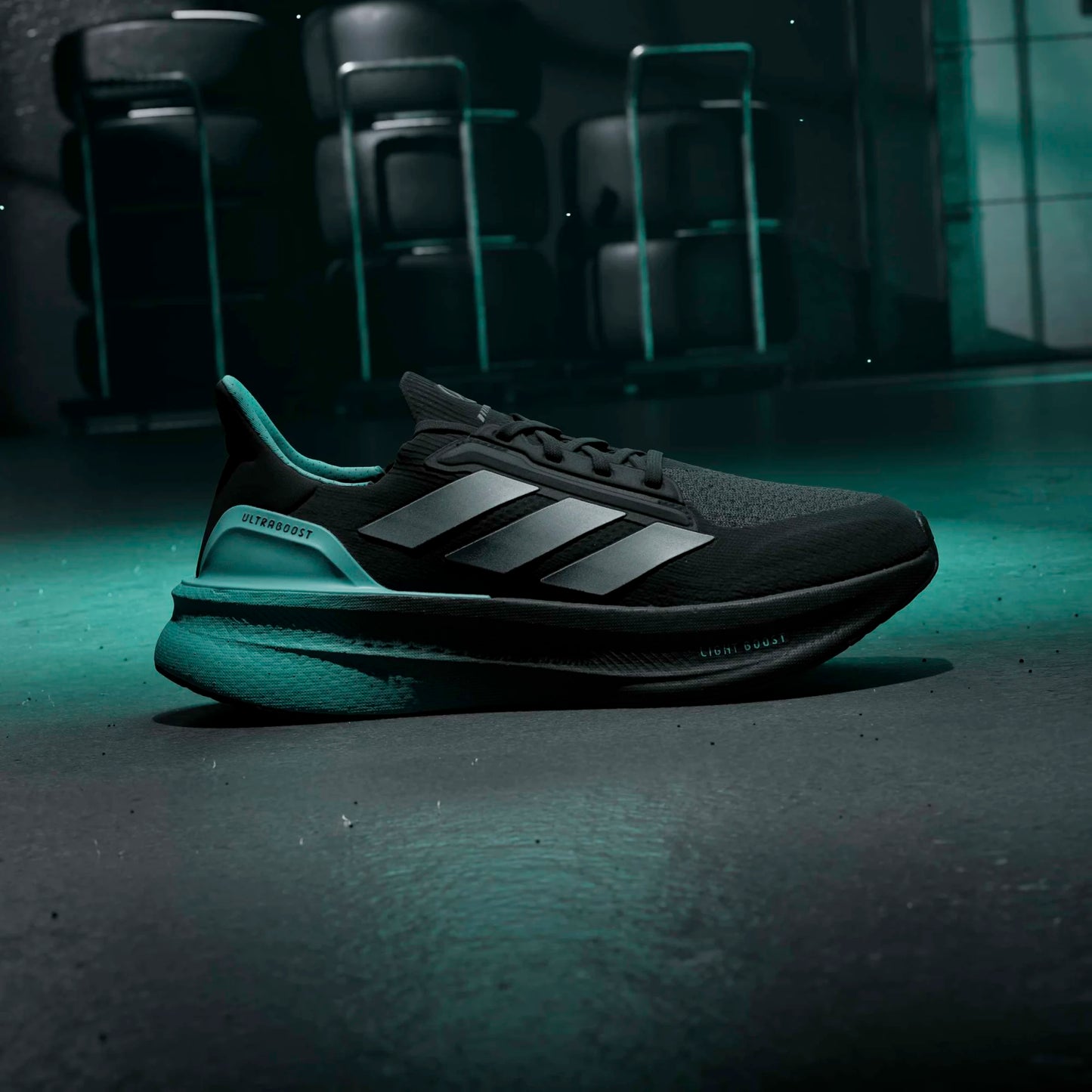 A-P72 (Adidas ultraboost 5 x mercedes amg petronas F1 team shoes black/metallic silver/semi mint rush) 226915867