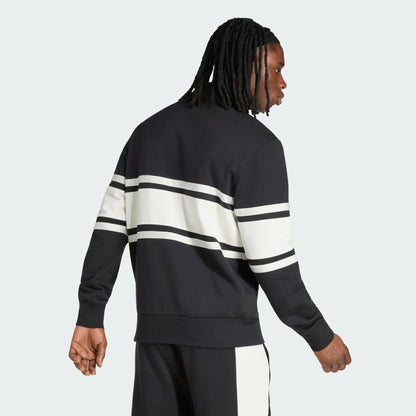 AA-E32 (Adidas all blacks leisurewear quarter-zip top black/off white) 526981863