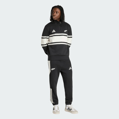 AA-E32 (Adidas all blacks leisurewear quarter-zip top black/off white) 526981863