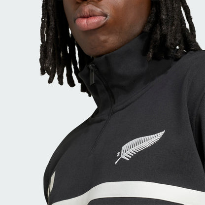 AA-E32 (Adidas all blacks leisurewear quarter-zip top black/off white) 526981863