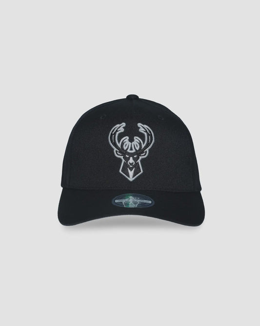 MNA-M46 (Mitchell & ness black & white milwaukee bucks flex fit snapback black osfm) 92592391