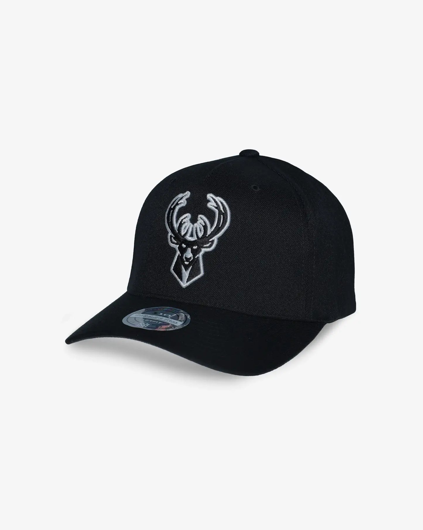 MNA-M46 (Mitchell & ness black & white milwaukee bucks flex fit snapback black osfm) 92592391