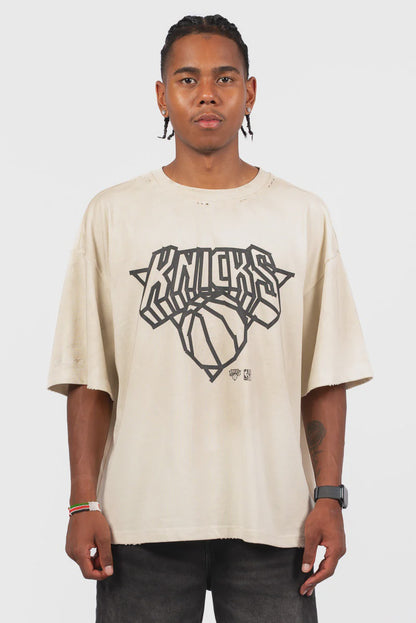 MNA-S48 (Mitchell & ness tape tee new york knicks dirty washed bone) 112593913