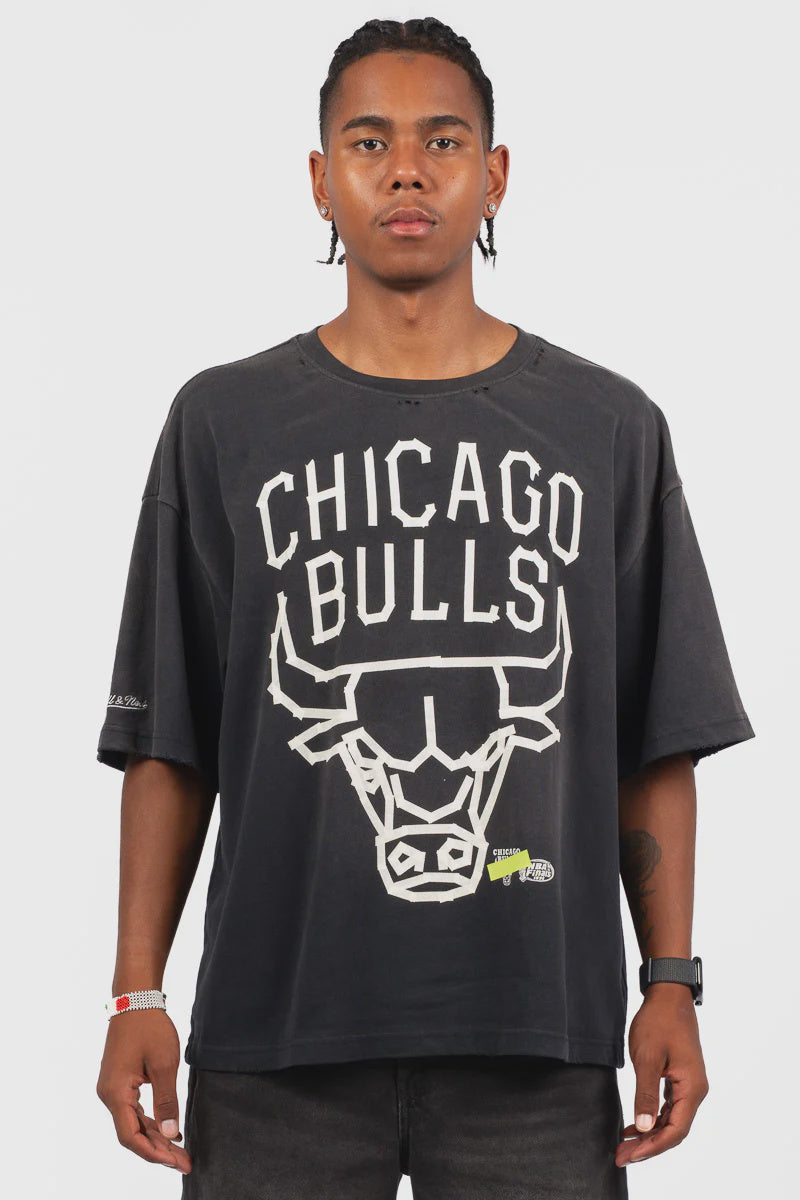 MNA-R48 (Mitchell & ness tape tee chicago bulls dirty washed black) 112593913