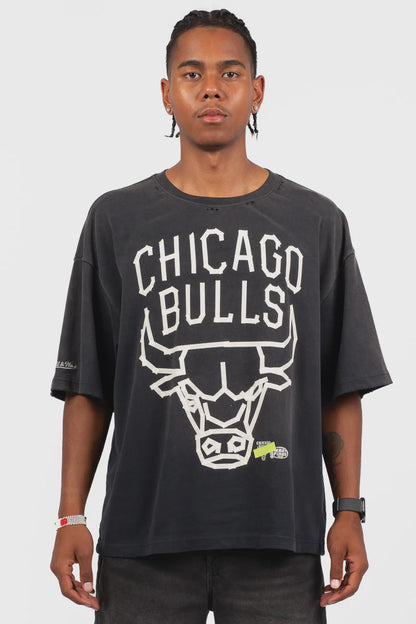 MNA-R48 (Mitchell & ness tape tee chicago bulls dirty washed black) 112593913