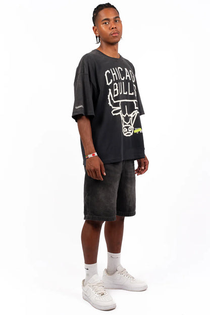 MNA-R48 (Mitchell & ness tape tee chicago bulls dirty washed black) 112593913