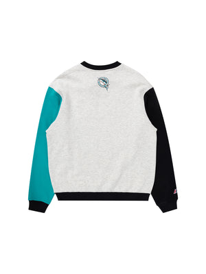 MJA-Q11 (Majestic contrast sleeve crew florida marlins white marle/faded teal/black) 92395652