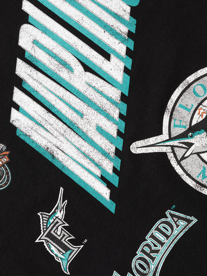 MJA-U11 (Majestic vintage sport boxy oversize tee florida marlins faded black) 92393913