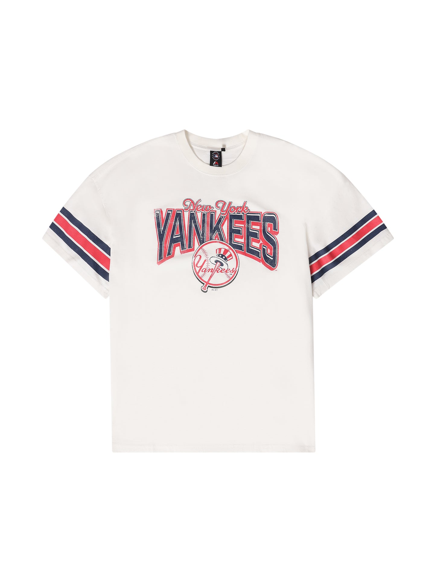 MJA-Z14 (Majestic vintage stripe arch tee new york yankees vintage white) 92592826