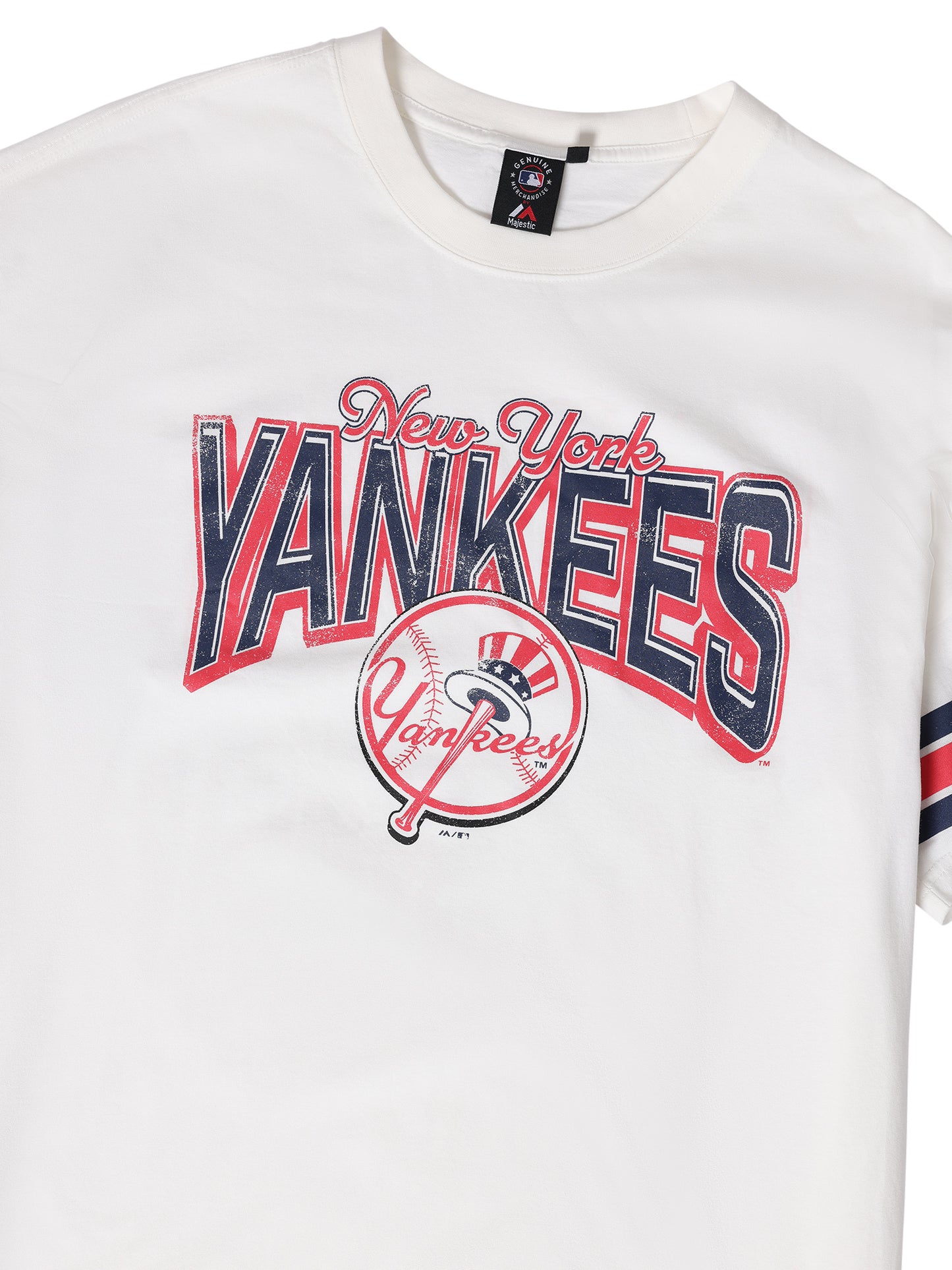 MJA-Z14 (Majestic vintage stripe arch tee new york yankees vintage white) 92592826