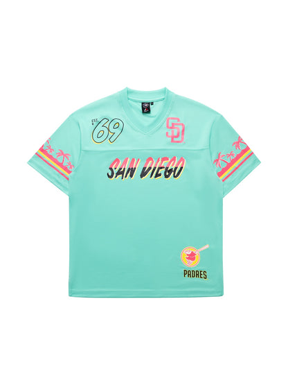 MJA-U13 (Majestic city connect mesh oversize san diego padres tee aqua)