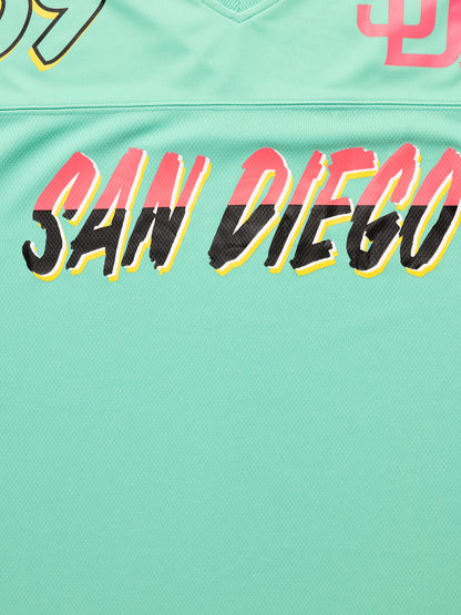 MJA-U13 (Majestic city connect mesh oversize san diego padres tee aqua)