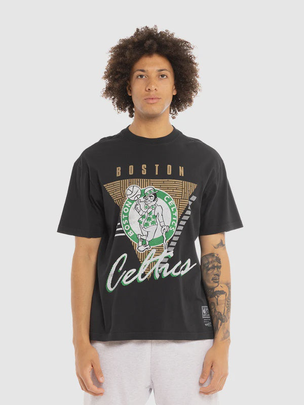 MNA-R33 (Mitchell and ness tri logo tee celtics faded black) 112393477