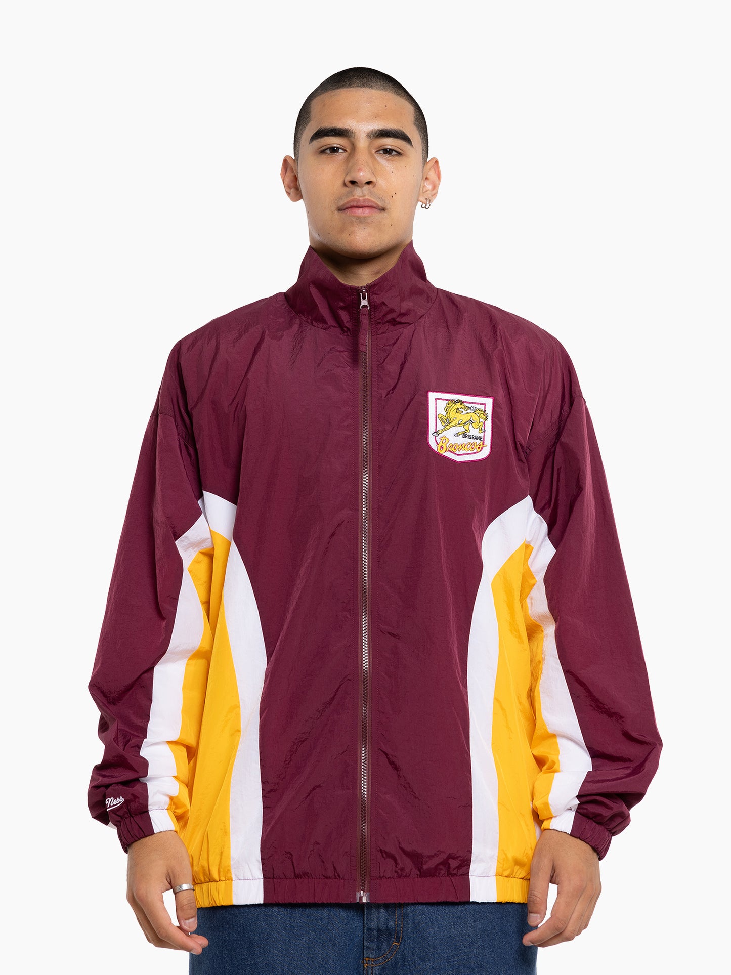 MNA-L36 (Mitchell and ness mens retro track jacket brisbane broncos maroon) 72496956