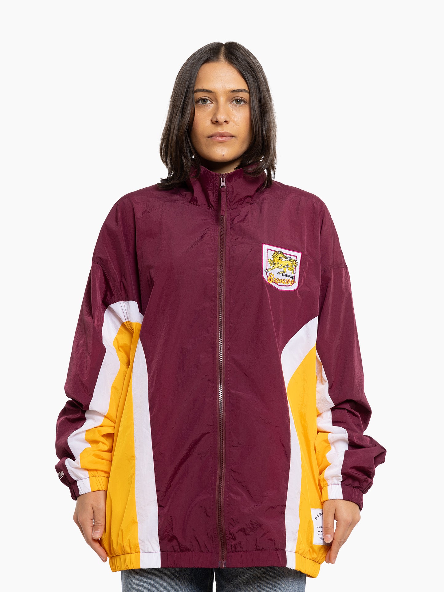 MNA-L36 (Mitchell and ness mens retro track jacket brisbane broncos maroon) 72496956