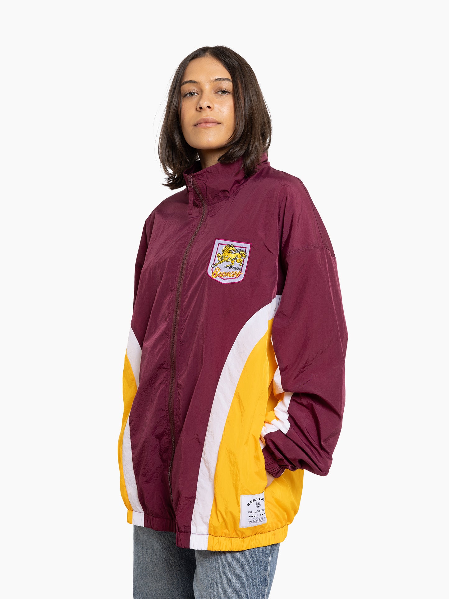 MNA-L36 (Mitchell and ness mens retro track jacket brisbane broncos maroon) 72496956