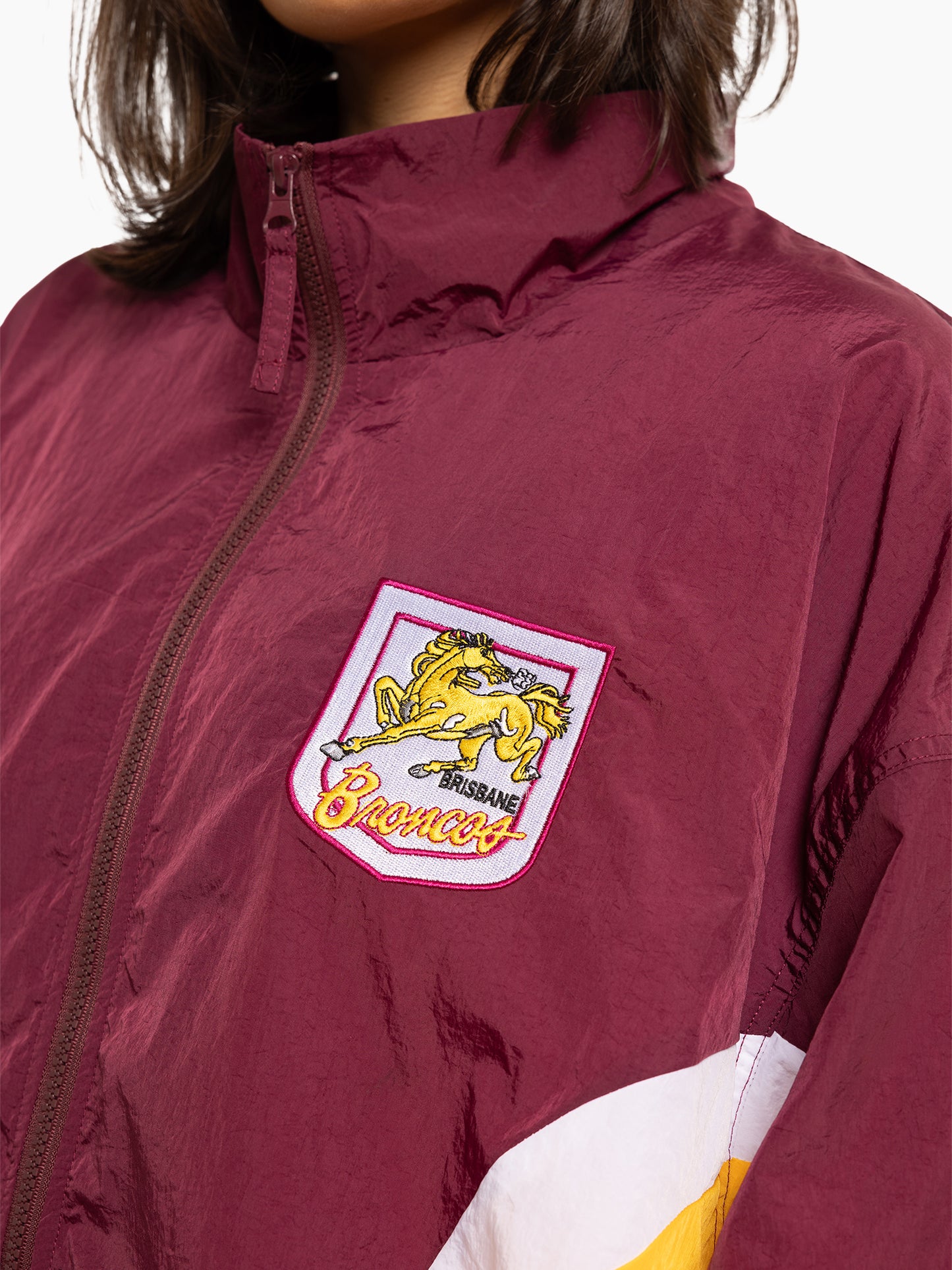 MNA-L36 (Mitchell and ness mens retro track jacket brisbane broncos maroon) 72496956