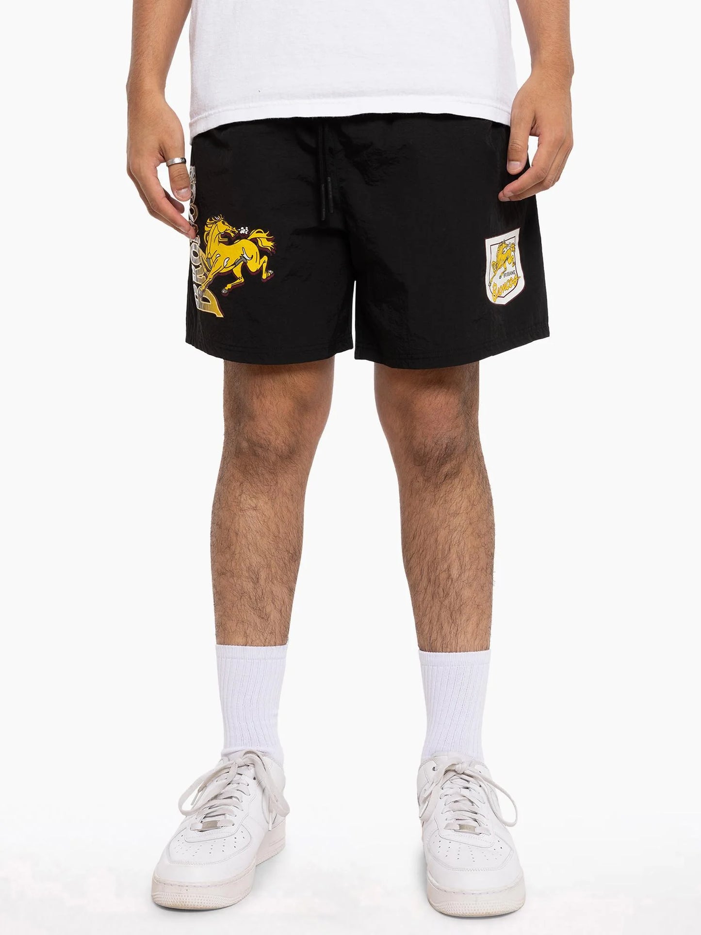 MNA-U38 (Mitchell & ness badge nylon short brisbane broncos black) 102493913