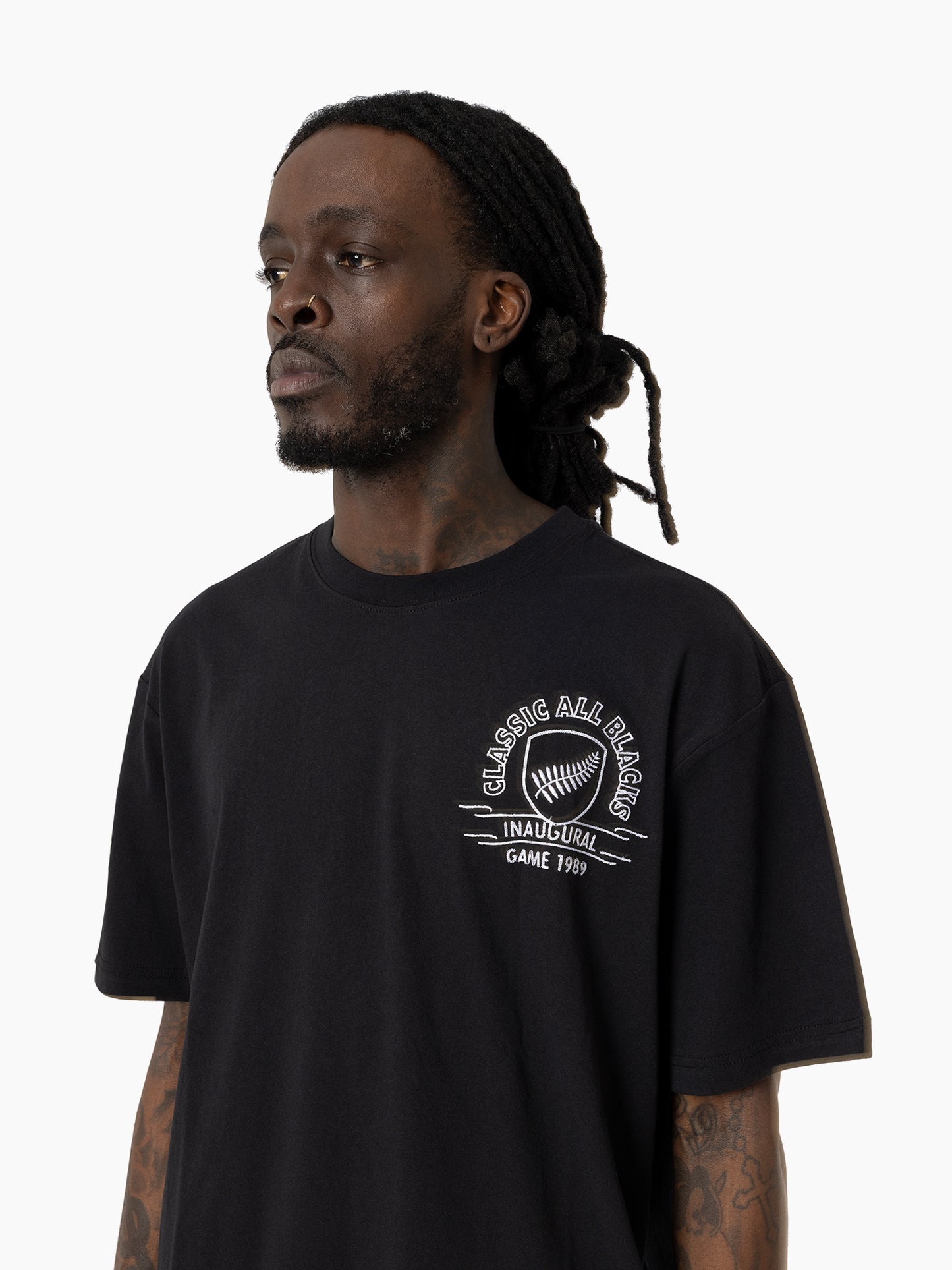 MNA-U45 (Mitchell & ness classic silver fern tee solid dyed black) 92592391