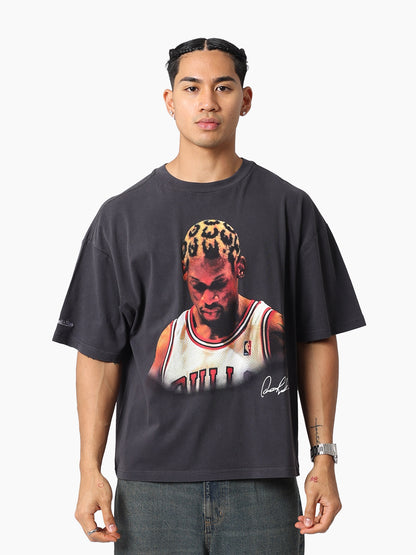 MNA-L49 (Mitchell & ness chicago bulls rodman look out tee washed black) 122593478