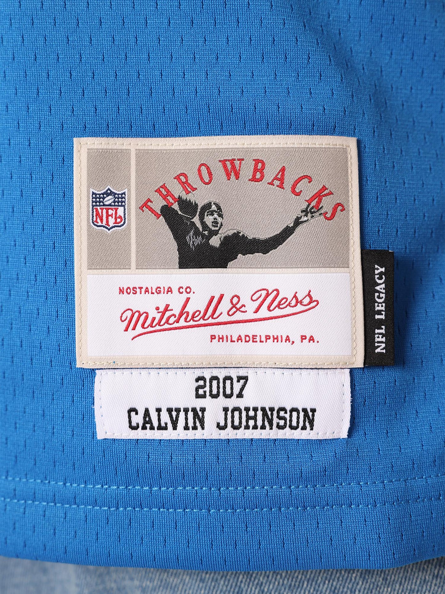 MNA-Z46 (Mitchell & ness Calvin Johnson 2007 Detroit Lions Legacy Jersey #81 blue) 925910869