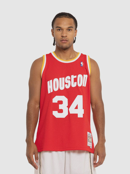 MNA-A47 (Mitchell & ness Hakeem Olajuwon 1993-94 Houston Rockets Swingman Jersey #34 scarlet red) 92598260