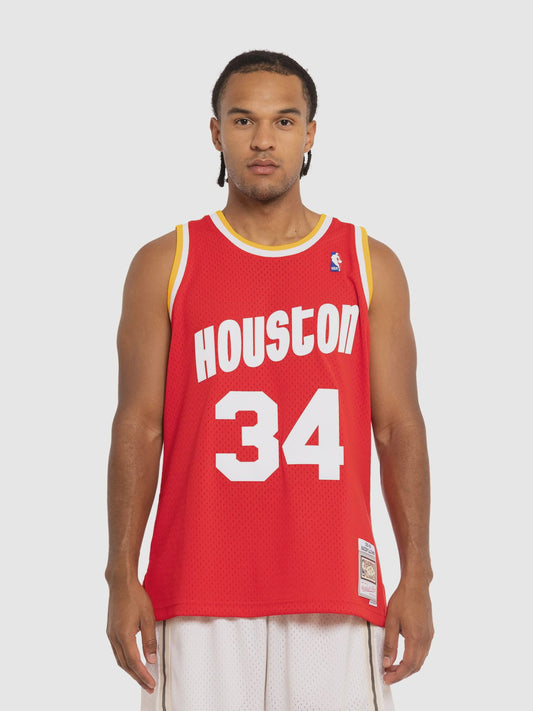 MNA-A47 (Mitchell & ness Hakeem Olajuwon 1993-94 Houston Rockets Swingman Jersey #34 scarlet red) 92598260