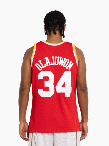 MNA-A47 (Mitchell & ness Hakeem Olajuwon 1993-94 Houston Rockets Swingman Jersey #34 scarlet red) 92598260