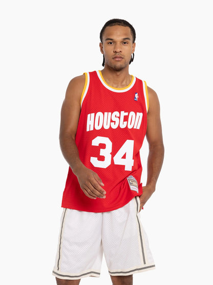 MNA-A47 (Mitchell & ness Hakeem Olajuwon 1993-94 Houston Rockets Swingman Jersey #34 scarlet red) 92598260