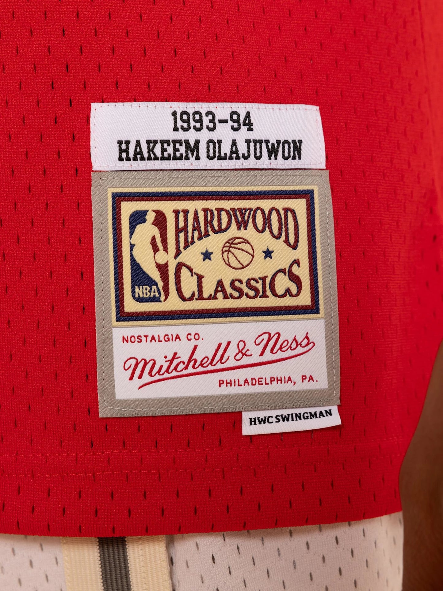 MNA-A47 (Mitchell & ness Hakeem Olajuwon 1993-94 Houston Rockets Swingman Jersey #34 scarlet red) 92598260