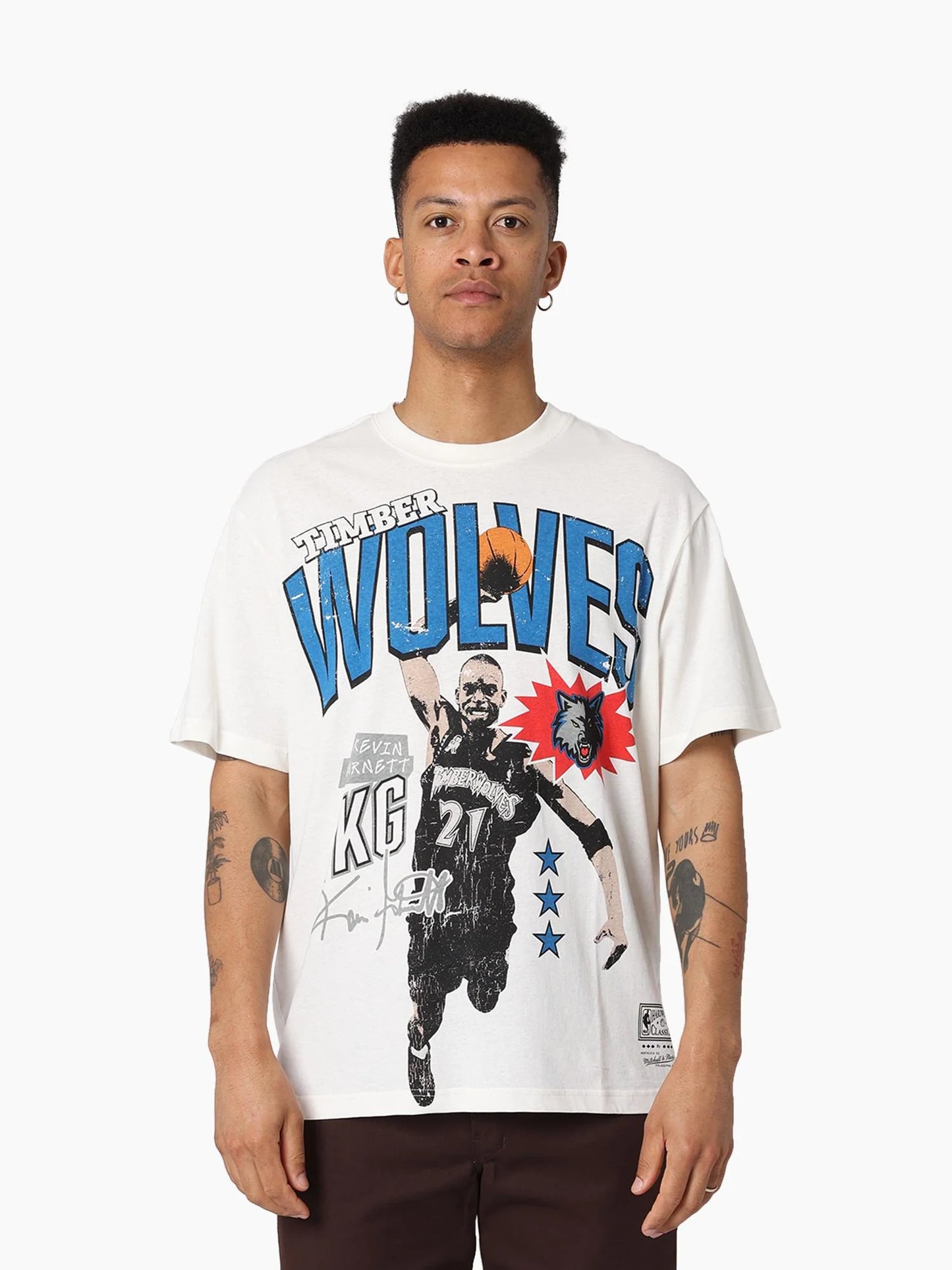 MNA-I48 (Mitchell & ness noise t-shirt minnesota timberwolves kevin garnett egret) 102593043