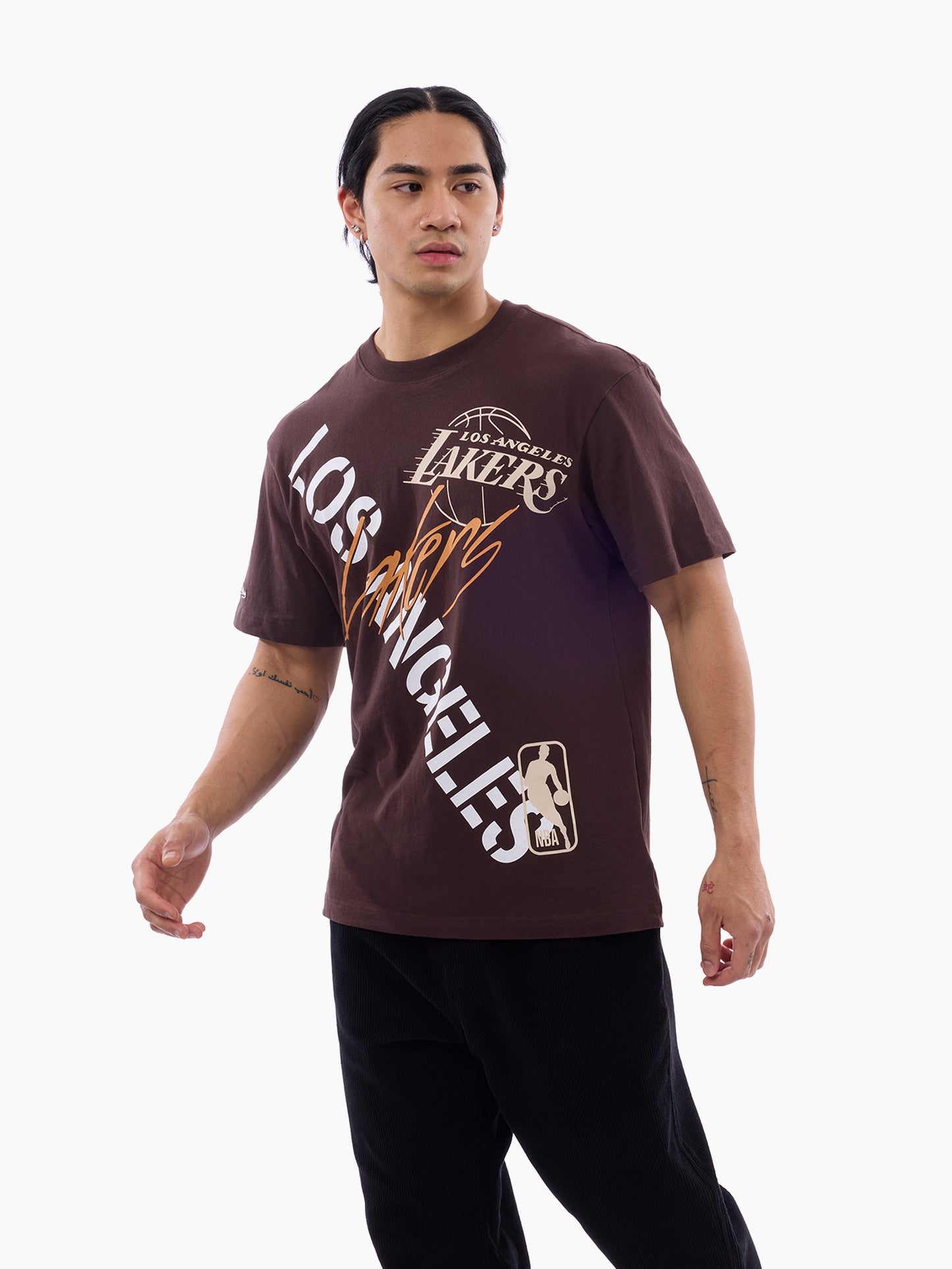 MNA-O52 (Mitchell & ness los angeles lakers stencil tee seal brown) 72693043