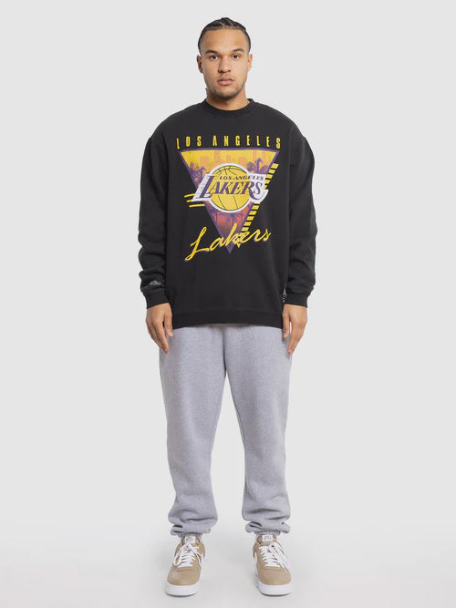 MNA-S29 (Mitchell and ness tri logo crew lakers faded black) 72396087