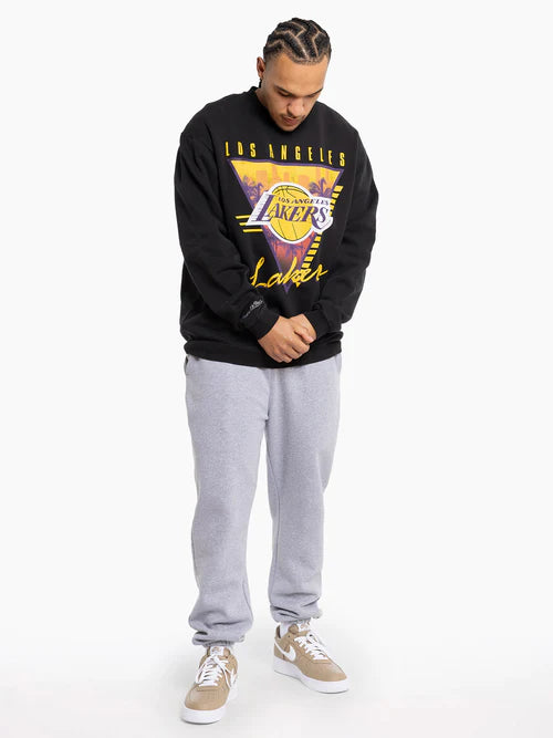 MNA-S29 (Mitchell and ness tri logo crew lakers faded black) 72396087