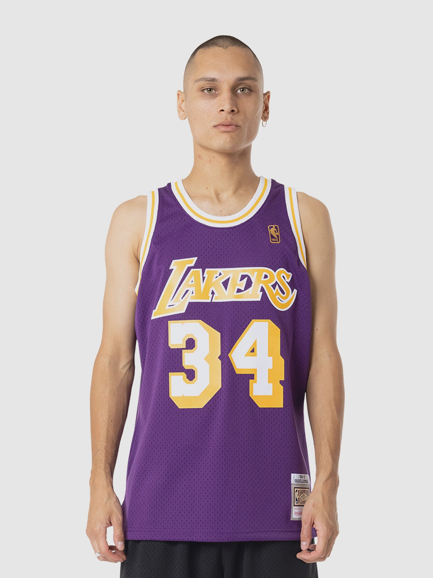 MNA-B47 (Mitchell & ness Shaquille O'Neal 1996-97 L.A Lakers Road Swingman Jersey purple) 92598260