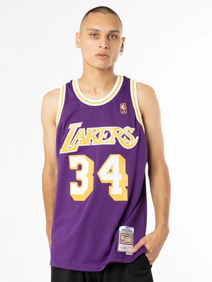 MNA-B47 (Mitchell & ness Shaquille O'Neal 1996-97 L.A Lakers Road Swingman Jersey purple) 92598260