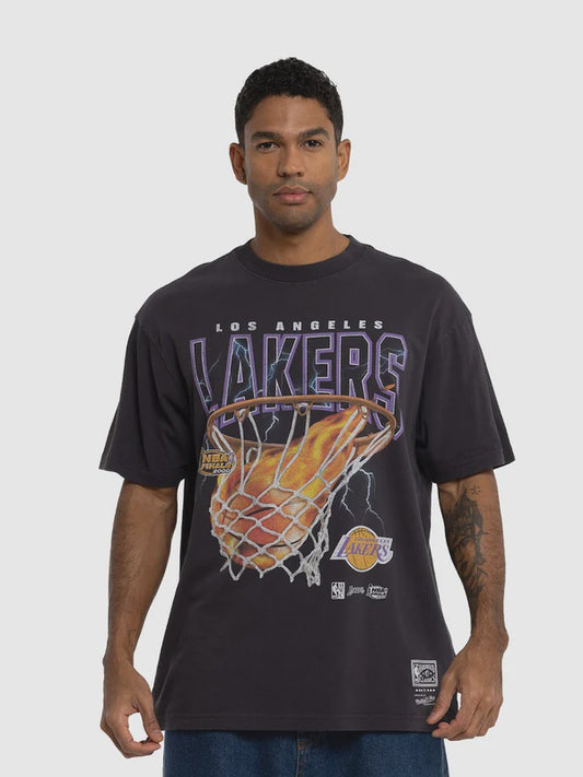 MNA-T37 (Mitchell and ness fire & lightning tee lakers faded black) 82493478