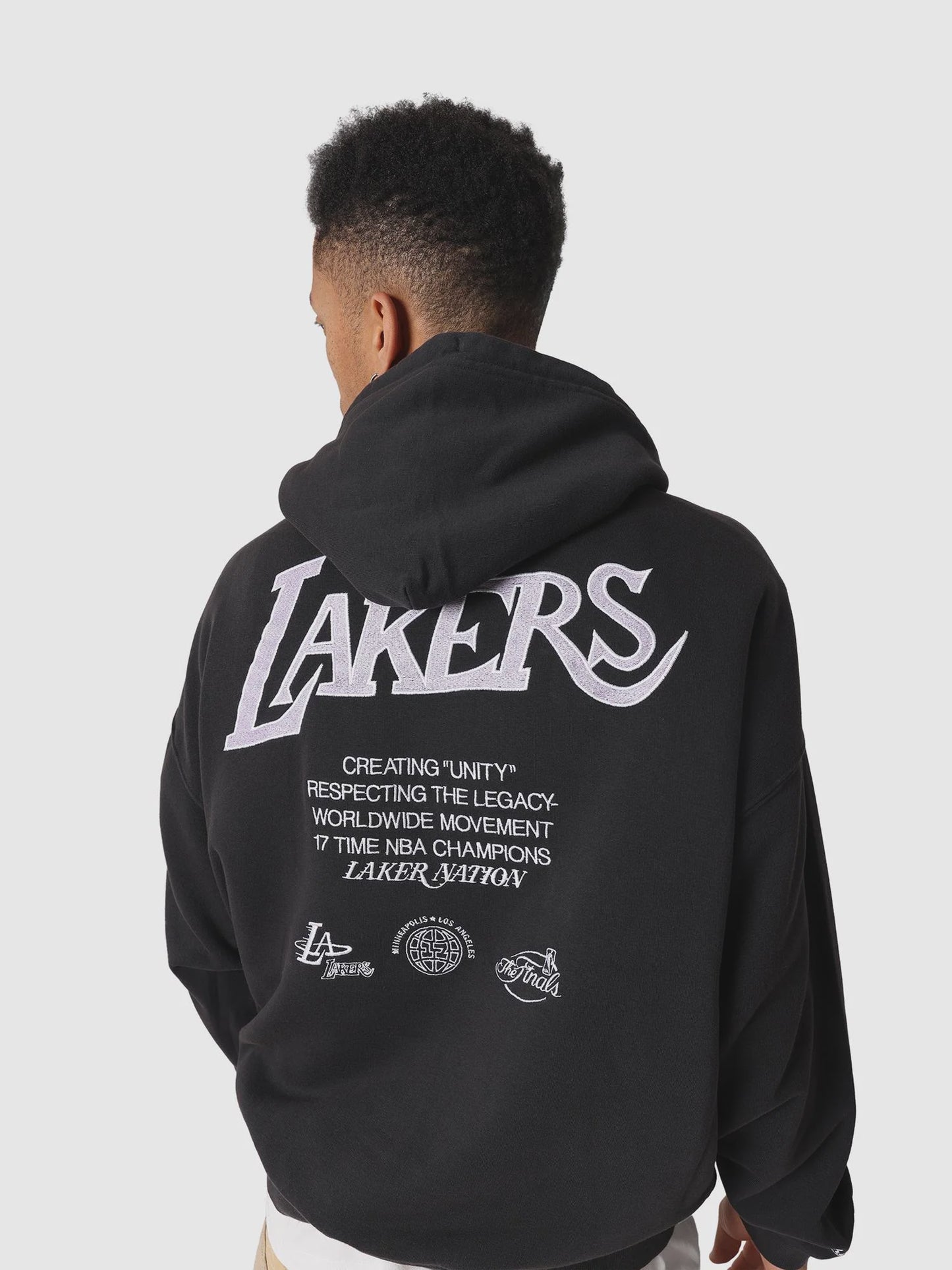 MNA-S46 (Mitchell and ness lakers nation hoodie washed black) 92596956