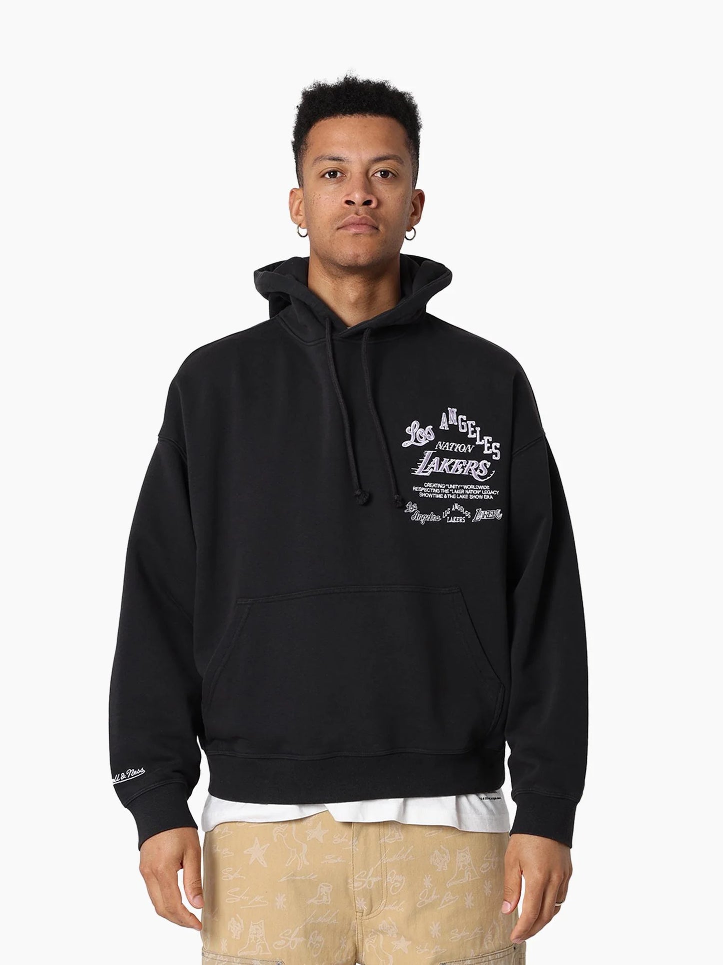 MNA-S46 (Mitchell and ness lakers nation hoodie washed black) 92596956
